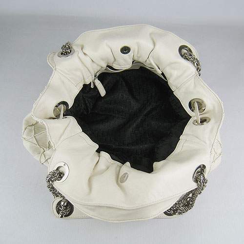 Christian Dior 1816 Lambskin Leather Tote Handbag-Cream - Click Image to Close